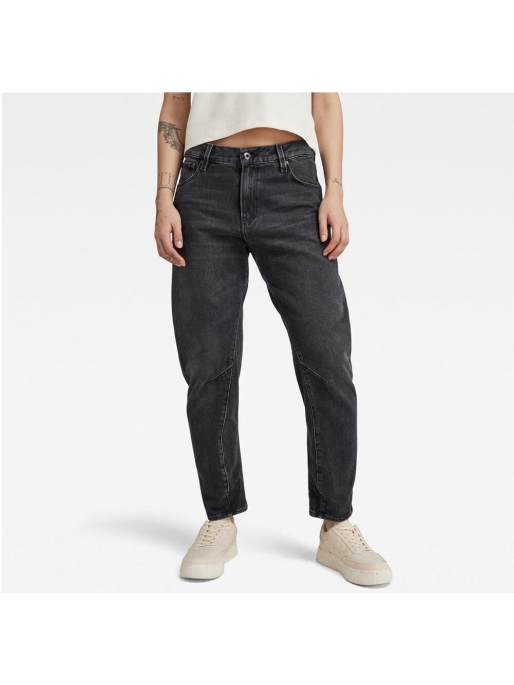 G Star Raw Arc 3D Washed Black Wax Finish Boyfriend Low Rise Denim Jeans 27
